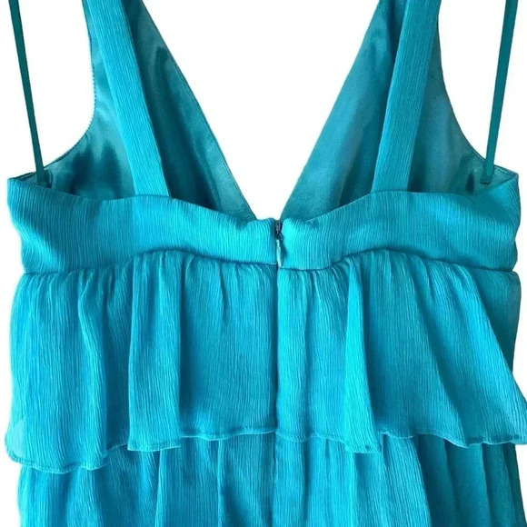 NWT | J CREW ZADIE PURE SILK TIERED RUFFLE DRESS BLUE | SIZE: 2 PETITE - Picture 7 of 9